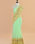Sea Green Plain Saree in Georgette