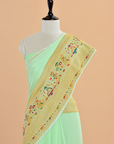 Sea Green Plain Saree in Georgette
