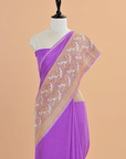 Lavender Plain Saree in Georgette