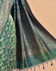 Rama Green Jaal Saree in Silk