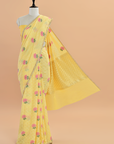 Lemon Yellow Butta Saree In Georgette