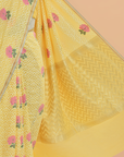 Lemon Yellow Butta Saree In Georgette