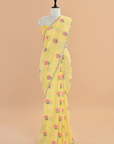 Lemon Yellow Butta Saree In Georgette