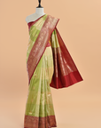 Pista Green Butta Saree in Silk