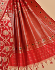 Red Jaal Saree in Silk