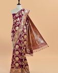 Maroon Jaal Saree in Silk