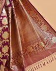 Maroon Jaal Saree in Silk