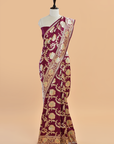 Maroon Jaal Saree in Silk