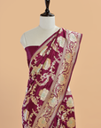Maroon Jaal Saree in Silk