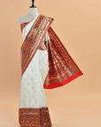 Off White Butti Saree in Silk
