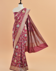 Wine Jaal Saree in Silk