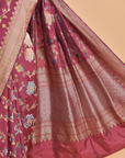 Wine Jaal Saree in Silk
