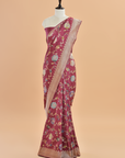 Wine Jaal Saree in Silk