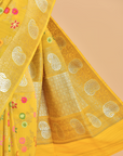 Mustard Yellow Jaal Saree in Georgette Tussar