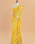 Mustard Yellow Jaal Saree in Georgette Tussar