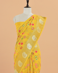 Mustard Yellow Jaal Saree in Georgette Tussar