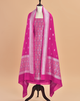 Magenta Pink Brocade Dress in Georgette Tussar