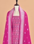 Magenta Pink Brocade Dress in Georgette Tussar