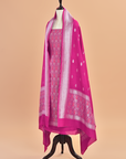 Magenta Pink Brocade Dress in Georgette Tussar
