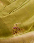 Mehendi Green Butta Saree in Georgette Tussar