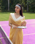 Butter Yellow Butta Saree In Georgette