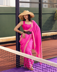 Rani Pink Butti Saree In Georgette