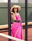 Rani Pink Butti Saree In Georgette
