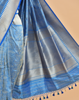Royal Blue Brocade Saree in Silk