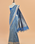 Royal Blue Brocade Saree in Silk