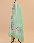 Sea Green Brocade Dress in Georgette Tussar