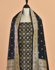 Silk Dress in Black Jaal