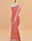 Strawberry Pink Brocade Saree in Silk