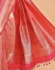 Strawberry Pink Brocade Silk Saree