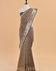 Wine Brocade Saree in Silk