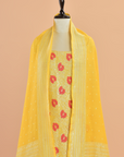 Yellow Brocade Dress in Georgette Tussar