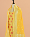 Yellow Brocade Dress in Georgette Tussar