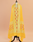 Yellow Brocade Dress in Georgette Tussar