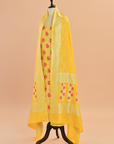 Yellow Brocade Dress in Georgette Tussar