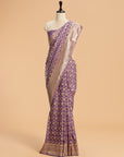 Mauve Kadwa Butta Muslin Silk Saree