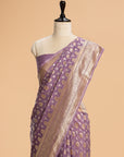 Mauve Kadwa Butta Muslin Silk Saree