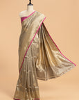 Grey Brocade Saree in Silk