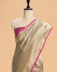 Grey Brocade Saree in Silk