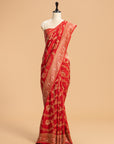 Red Kadwa Jaal Muslin Silk Saree