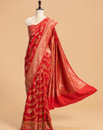 Red Kadwa Jaal Muslin Silk Saree