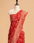 Red Kadwa Jaal Muslin Silk Saree