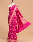 Rani Pink Kadwa Jaal Muslin Silk Saree
