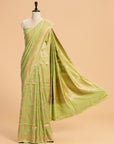 Pistachio Green Kadwa Jaal Muslin Silk Saree