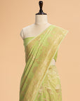 Pistachio Green Kadwa Jaal Muslin Silk Saree