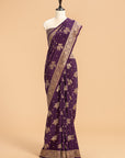 Wine Kadwa Butta Muslin Silk Saree