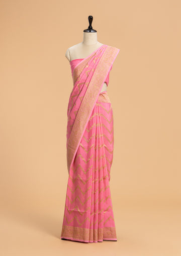 Pink Kadwa Muslin Silk Saree